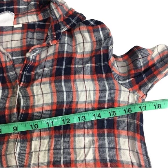 WHITE CROW BOHO WESTERN‎ PLAID BACK DESIGN HI LOW BUTTON UP FLANNEL SHIRT XS - Picture 5 of 8